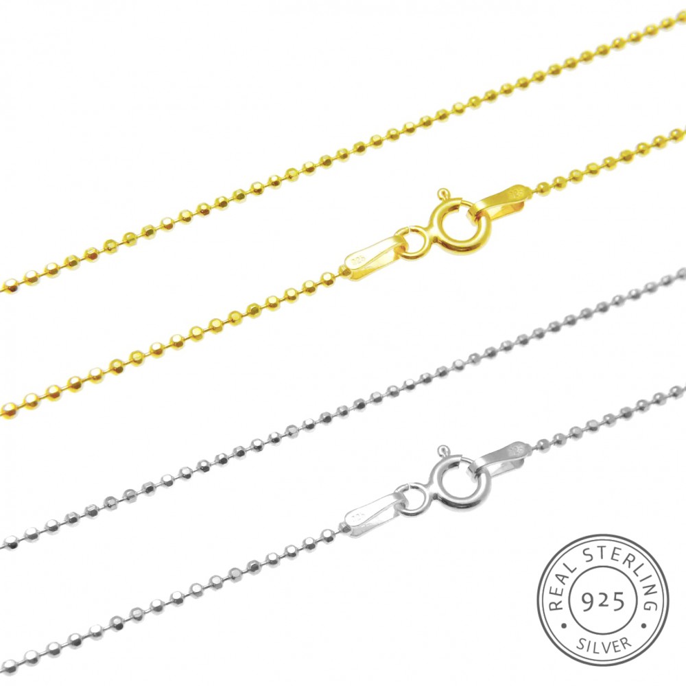 Κολιέ αλυσίδα λεπτή μπιλάκι diamond cut 1mm από ασήμι 925 Κολιέ