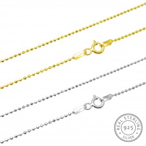 Κολιέ αλυσίδα λεπτή μπιλάκι diamond cut 1mm από ασήμι 925 Κολιέ