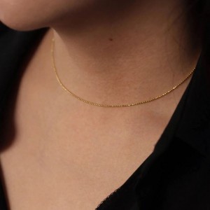 Κολιέ αλυσίδα λεπτή μπιλάκι diamond cut 1mm από ασήμι 925 Κολιέ