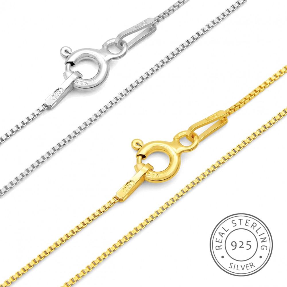 Κολιέ αλυσίδα λεπτή box 0.8mm από ασήμι 925 Κολιέ
