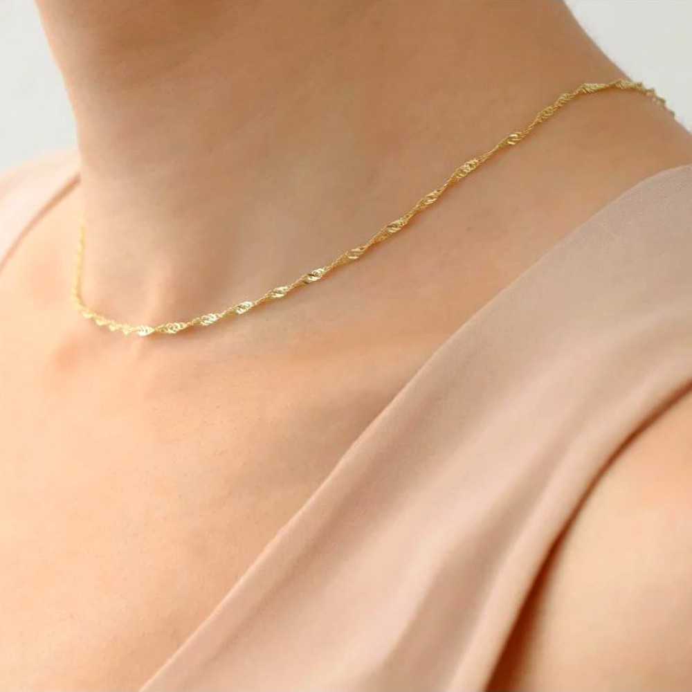 Necklace twisted chain singapore 1.8mm silver 925 Necklaces