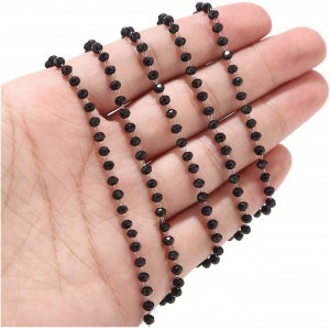 Ατσάλινη αλυσίδα ροζάριο με μαύρο κρυσταλλάκι 3.5mm (τιμή ανά μέτρο) Ατσάλινες Αλυσίδες μέτρου