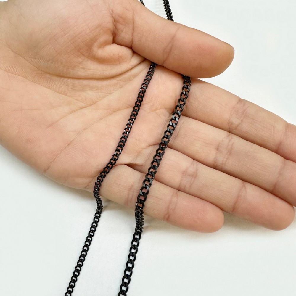 Ατσάλινη αλυσίδα cuban μαύρη 3mm / 4mm (τιμή ανά μέτρο) Ατσάλινες Αλυσίδες μέτρου