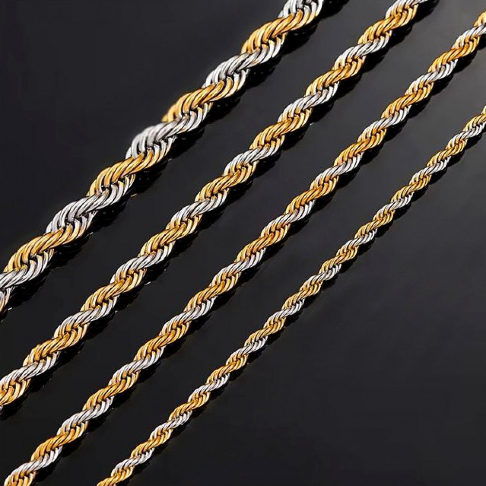 Stainless steel twisted rope chain double color 2.2mm/ 3mm/ 4mm/ 5mm (price per meter) Stainless Steel Chains by meter