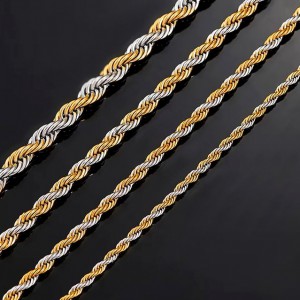 Stainless steel twisted rope chain double color 2.2mm/ 3mm/ 4mm/ 5mm (price per meter) Stainless Steel Chains by meter