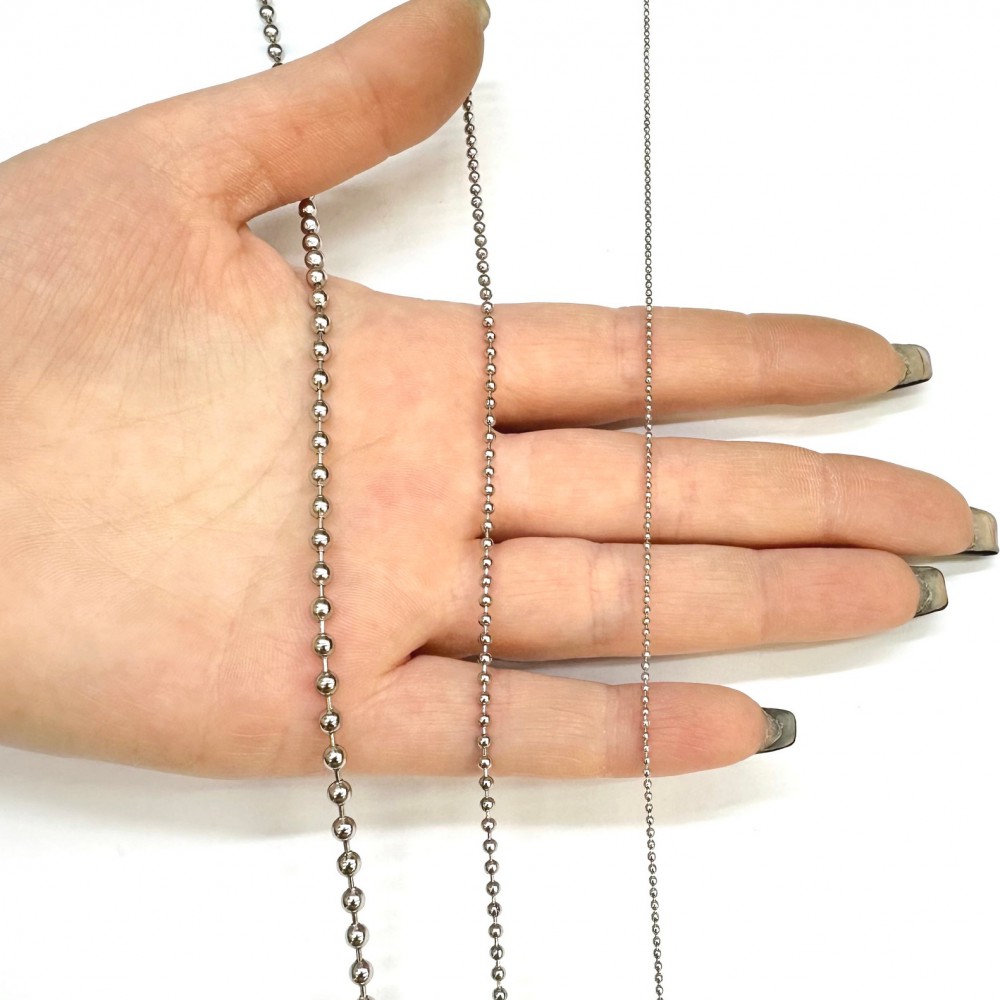 Ατσάλινη αλυσίδα μπιλάκι 1.2mm / 2mm / 3mm (τιμή ανά μέτρο) Ατσάλινες Αλυσίδες μέτρου