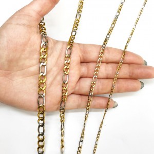 Stainless steel figaro double color chain 3mm/ 4.5mm/ 6mm/ 7.5mm. (price per meter) Stainless Steel Chains by meter