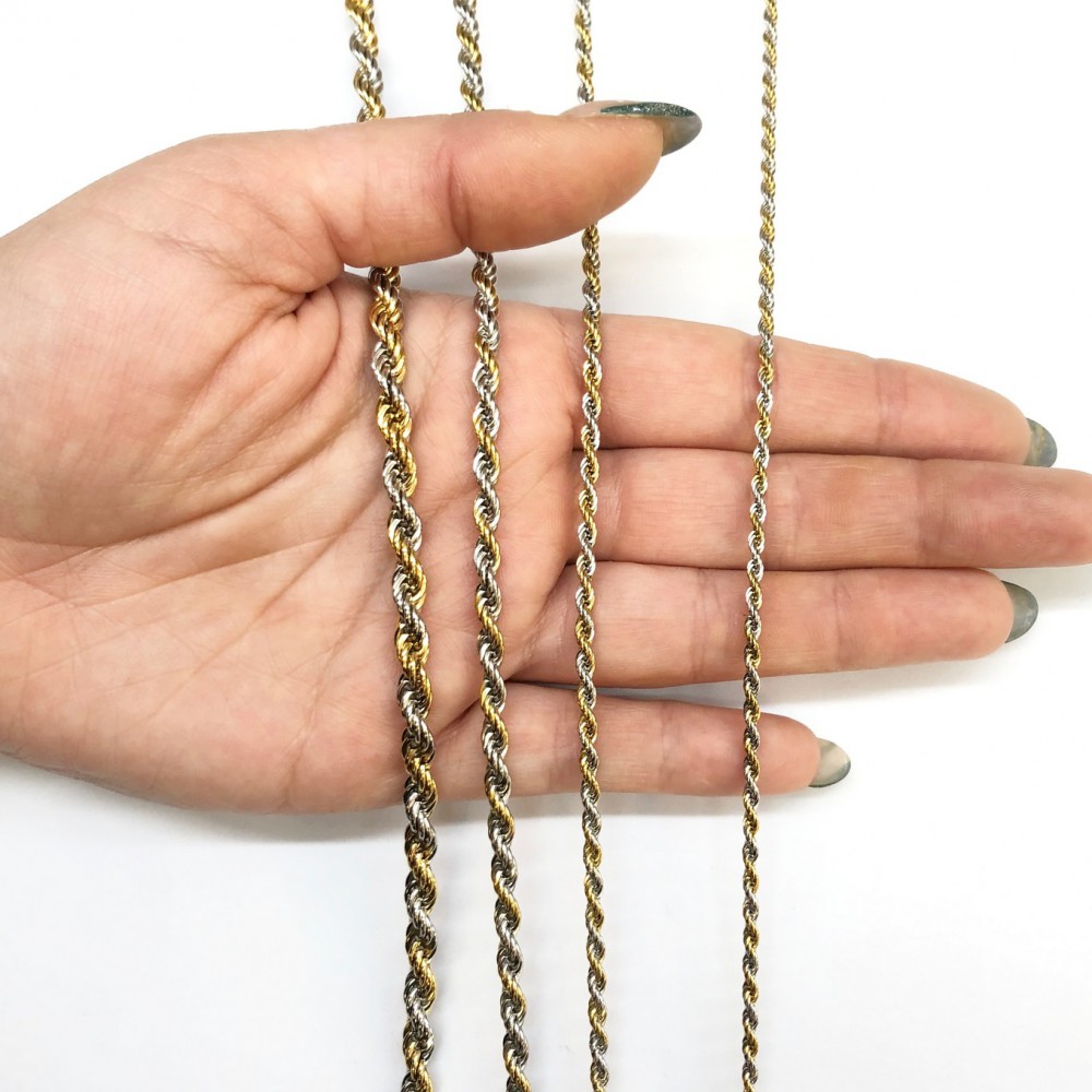 Stainless steel twisted rope chain double color 2.2mm/ 3mm/ 4mm/ 5mm (price per meter) Stainless Steel Chains by meter