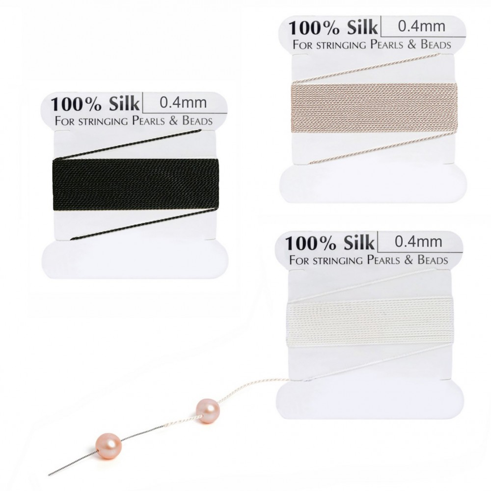 Silk twisted thin thread 0.4mm with thin needle for beads Jewelry Tools