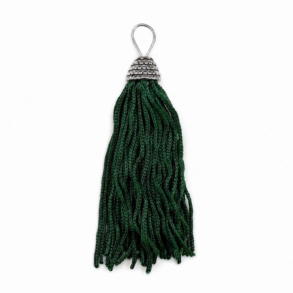Φούντα πράσινη 7cm με μεταλλικό καπελάκι Φούντες
