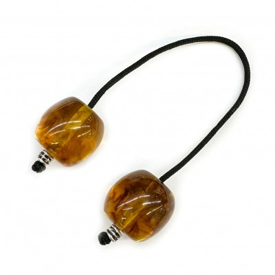 Μπεγλέρι με 2 χάντρες 23x22mm από σκόνη Κεχριμπάρι και ρητίνη διάφανο μελί με καφέ νερά