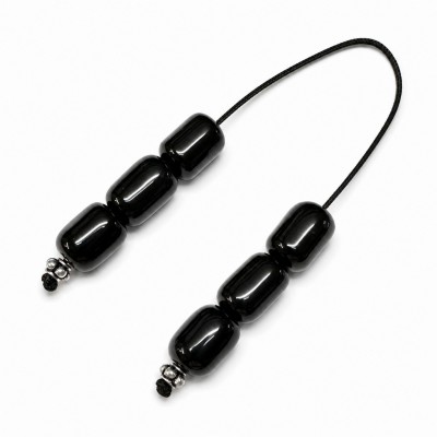 Μπεγλέρι με 6 χάντρες βαρελάκι 18x13mm από Αχάτη Μαύρο (Agate) φυσικοί ημιπολύτιμοι λίθοι
