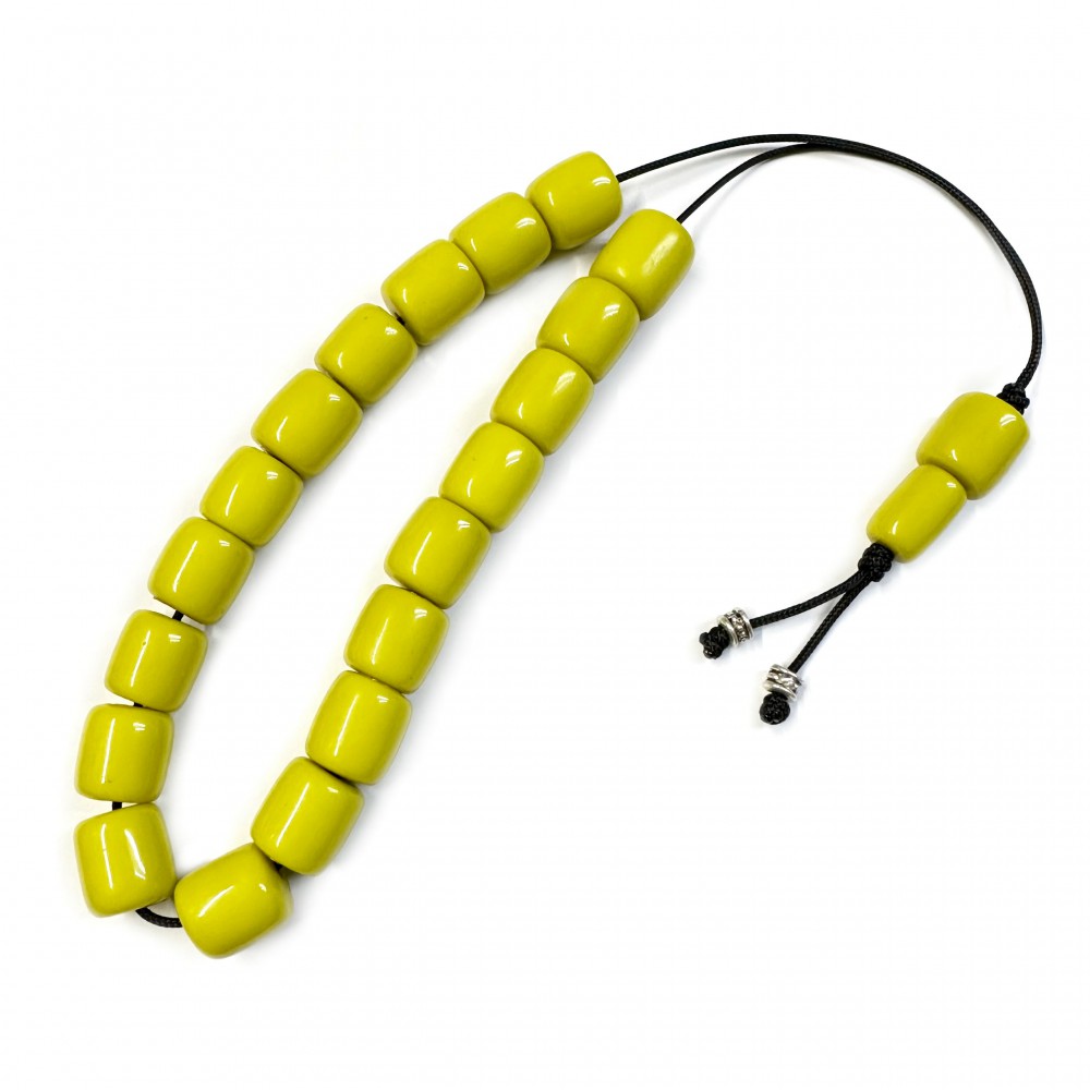 Κομπολόι με 19 χάντρες 15x14mm από ρητίνη κίτρινο lime χρώμα Κομπολόγια από Ρητίνη