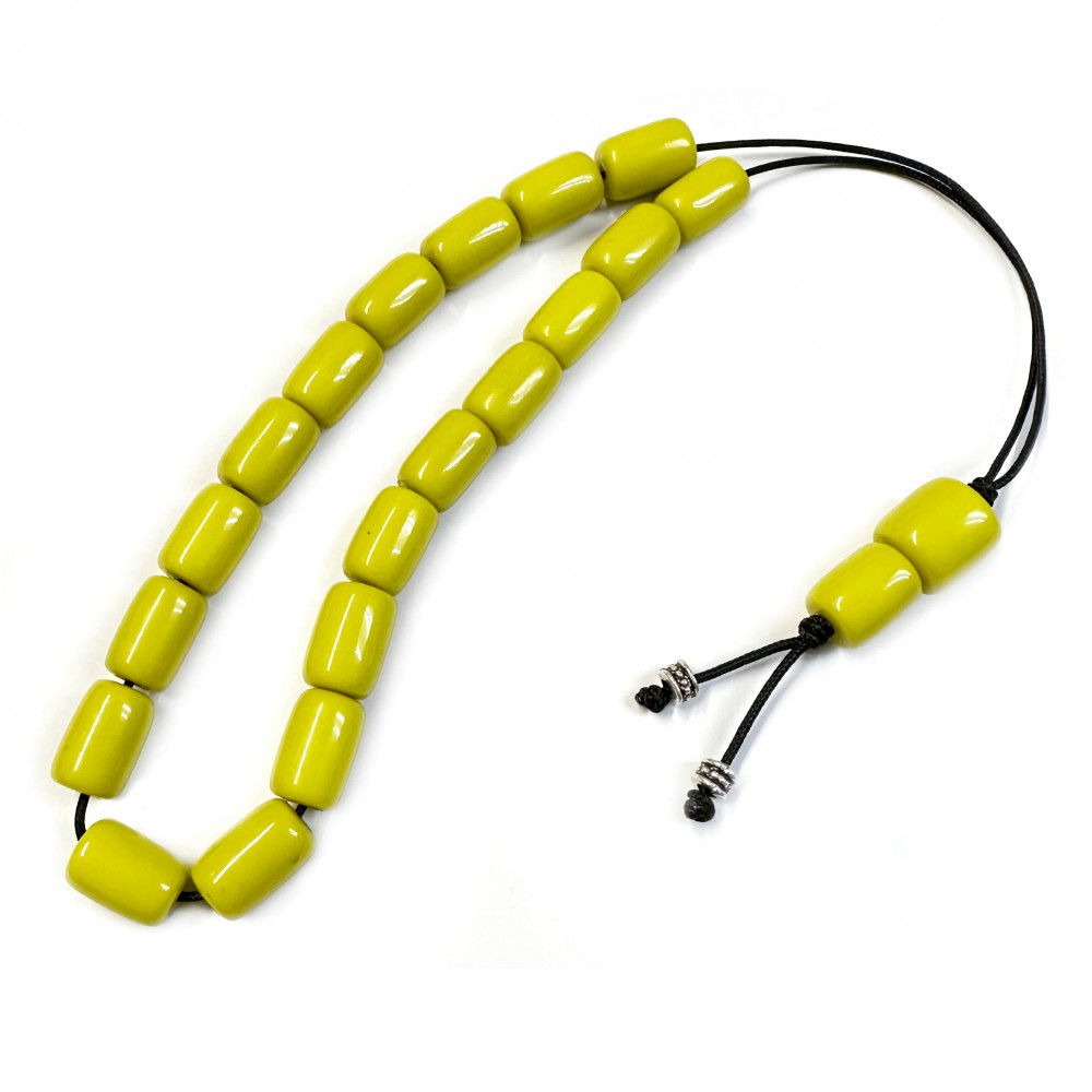 Κομπολόι με 19 χάντρες 16x11mm από ρητίνη κίτρινο lime χρώμα Κομπολόγια από Ρητίνη