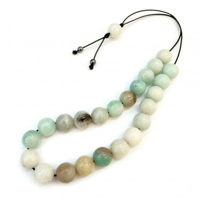 Komboloi with 23 Amazonite multicolor round beads 10mm natural semi precious stones