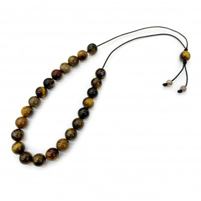 Komboloi with 23 Tiger Eye round beads 10mm natural semi precious stones