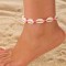 Handmade Ankle bracelet with natural shells and pink adjustable cord