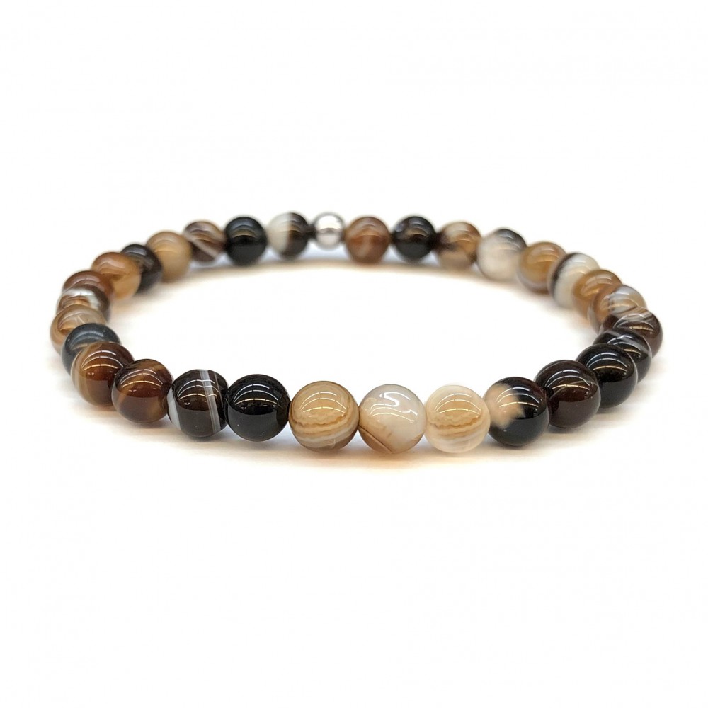 Αχάτης καφέ (Agate Botswana) ελαστικό βραχιόλι με φυσικούς ημιπολύτιμους λίθους χάντρες 6mm Βραχιόλια με ημιπολύτιμους λίθους