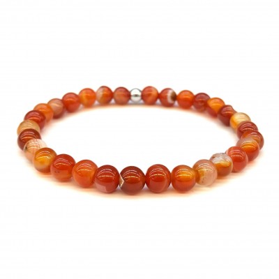 Αχάτης κόκκινος (Agate) ελαστικό βραχιόλι με φυσικούς ημιπολύτιμους λίθους χάντρες 6mm / 8mm