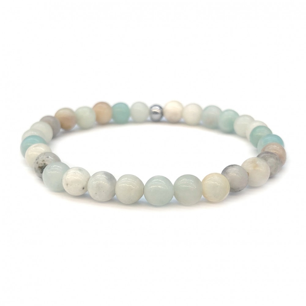 Amazonite multicolor elastic bracelet with natural semi precious beads 6mm Semi precious stone bracelets