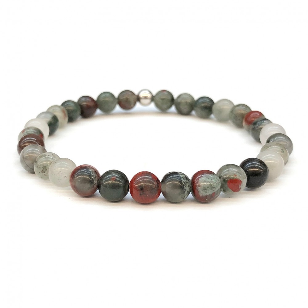 Αιματόπετρα (African Bloodstone) ελαστικό βραχιόλι με φυσικούς ημιπολύτιμους λίθους χάντρες 6mm Βραχιόλια με ημιπολύτιμους λίθους