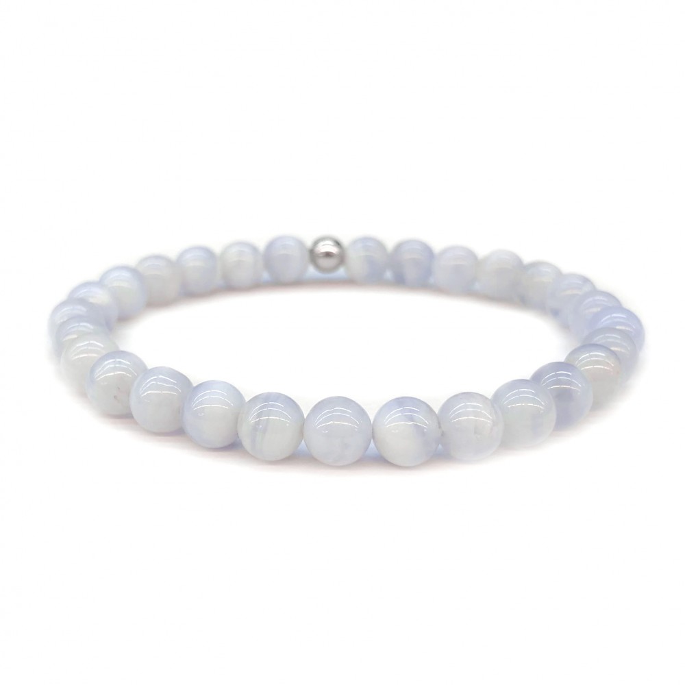 Χαλκηδόνιος (Chalcedony) ελαστικό βραχιόλι με φυσικούς ημιπολύτιμους λίθους χάντρες 6mm Βραχιόλια με ημιπολύτιμους λίθους