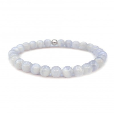 Χαλκηδόνιος (Chalcedony) ελαστικό βραχιόλι με φυσικούς ημιπολύτιμους λίθους χάντρες 6mm