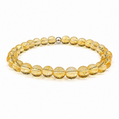 Κιτρίνης (Citrine) ελαστικό βραχιόλι με φυσικούς ημιπολύτιμους λίθους χάντρες 6mm / 8mm