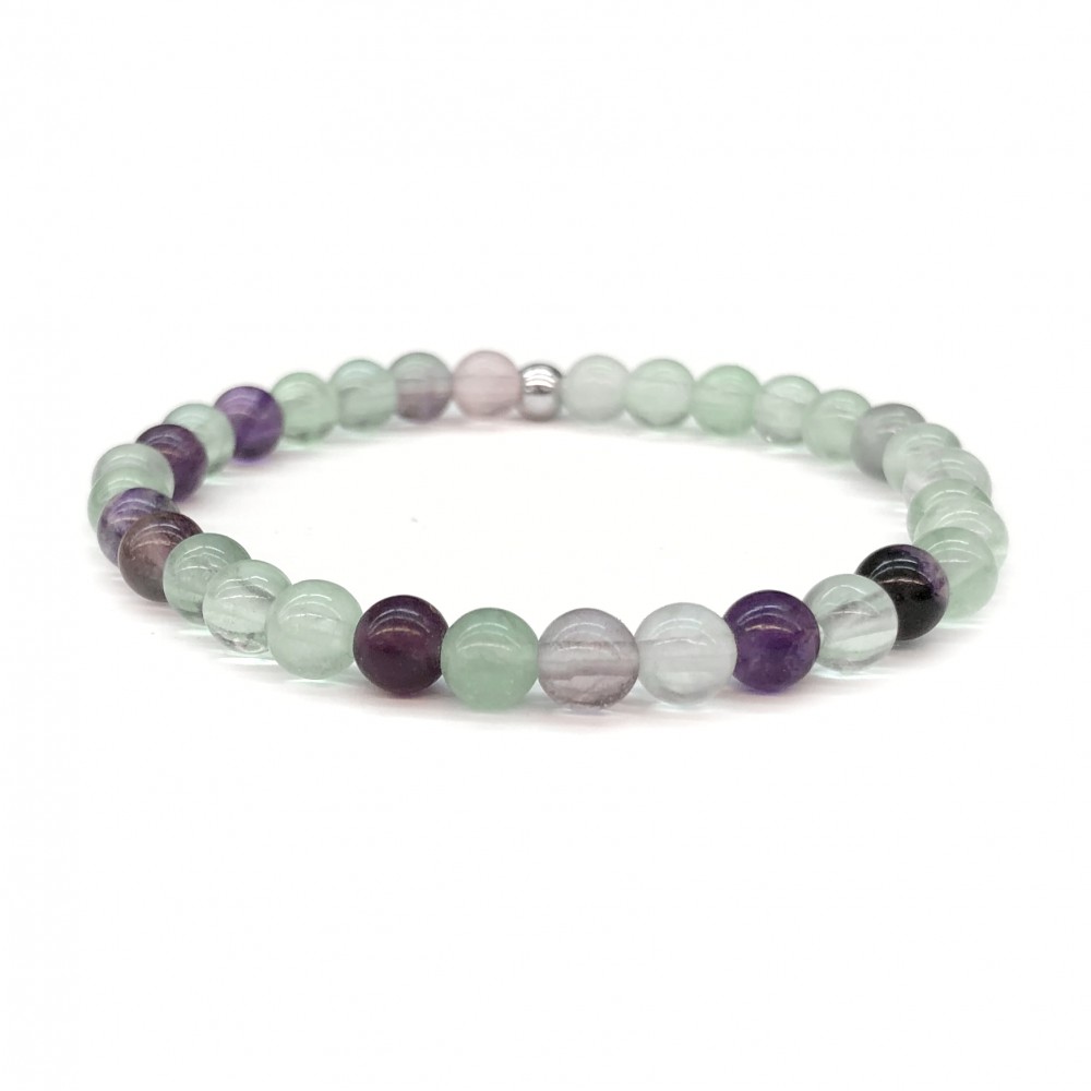 Φθορίτης (Fluorite Rainbow) ελαστικό βραχιόλι με φυσικούς ημιπολύτιμους λίθους χάντρες 6mm Βραχιόλια με ημιπολύτιμους λίθους