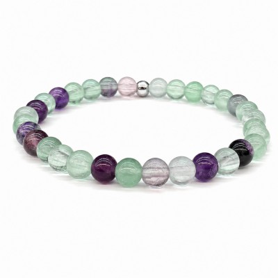 Φθορίτης (Fluorite Rainbow) ελαστικό βραχιόλι με φυσικούς ημιπολύτιμους λίθους χάντρες 6mm / 8mm