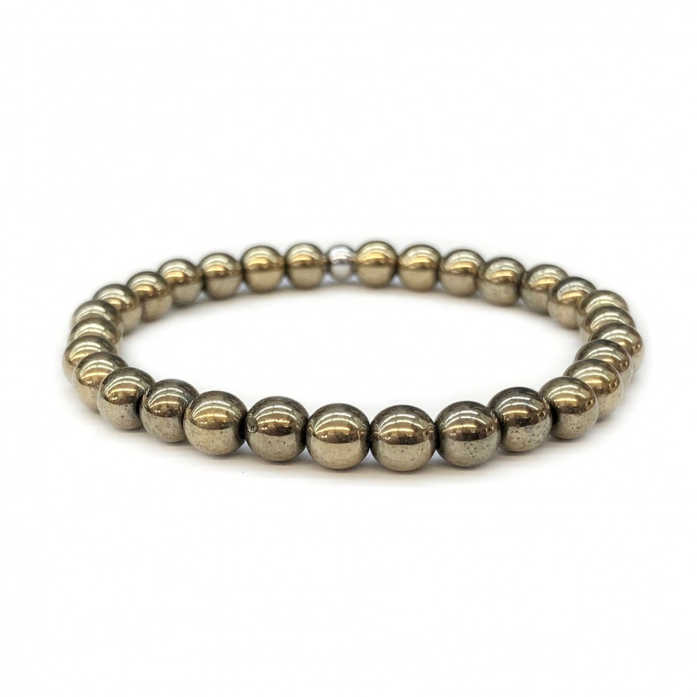 Hematite gold bronze elastic bracelet with natural semi precious beads 6mm Semi precious stone bracelets