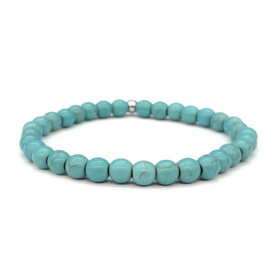 Τυρκουάζ Χαολίτης (Turqoise Howlite) ελαστικό βραχιόλι με φυσικούς ημιπολύτιμους λίθους χάντρες 6mm / 8mm