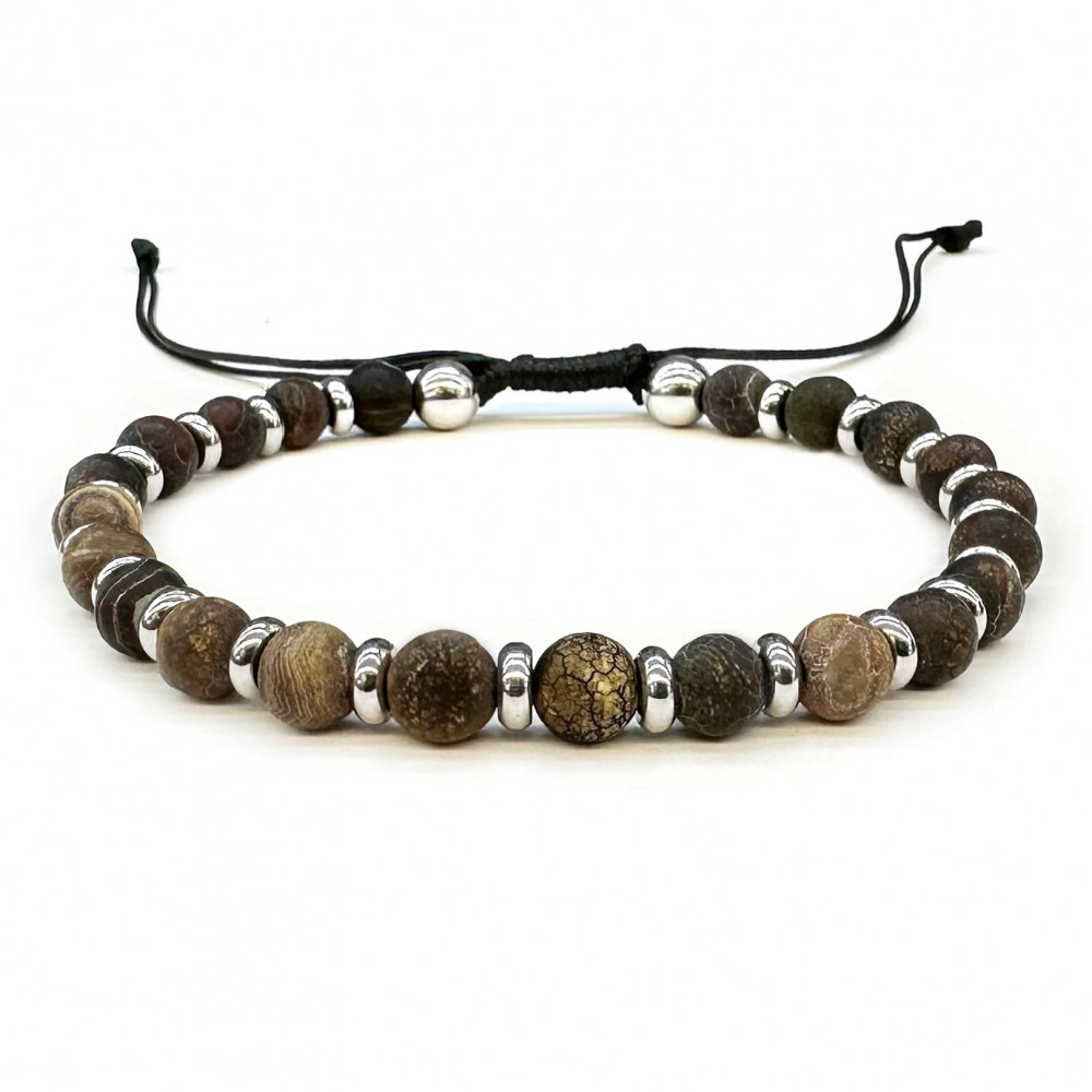 Ίασπις (Jasper Armadillo Skin) βραχιόλι ρυθμιζόμενο με φυσικούς ημιπολύτιμους λίθους χάντρες 6mm Βραχιόλια με ημιπολύτιμους λίθους