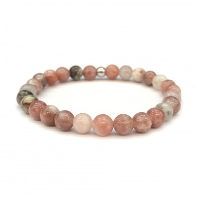 Ίασπις (Cherry Blossom Jasper) ελαστικό βραχιόλι με φυσικούς ημιπολύτιμους λίθους χάντρες 6mm