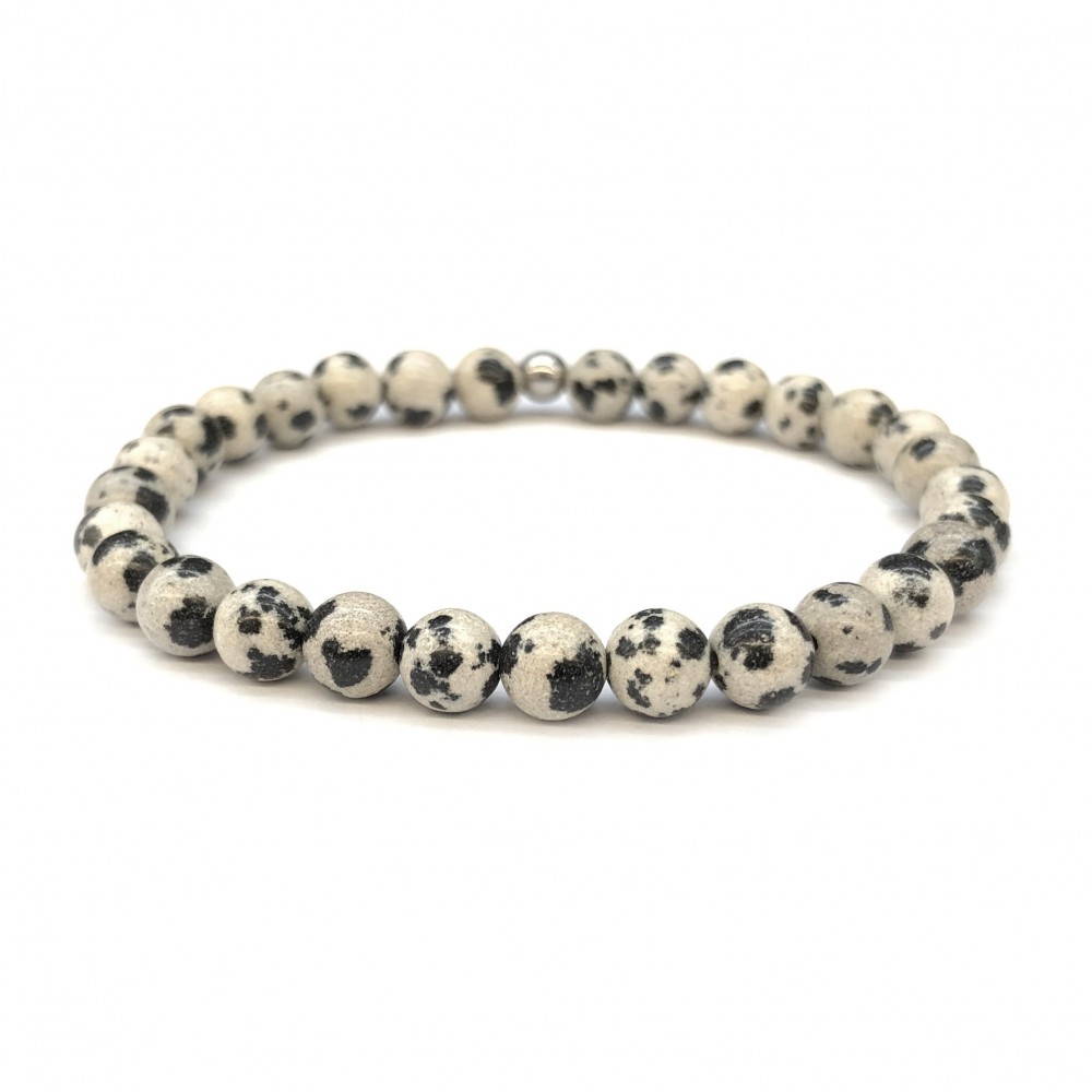 Ίασπις Δαλματίας (Dalmatian Jasper) ελαστικό βραχιόλι με φυσικούς ημιπολύτιμους λίθους χάντρες 6mm Βραχιόλια με ημιπολύτιμους λίθους