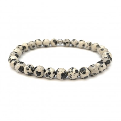 Ίασπις Δαλματίας (Dalmatian Jasper) ελαστικό βραχιόλι με φυσικούς ημιπολύτιμους λίθους χάντρες 6mm