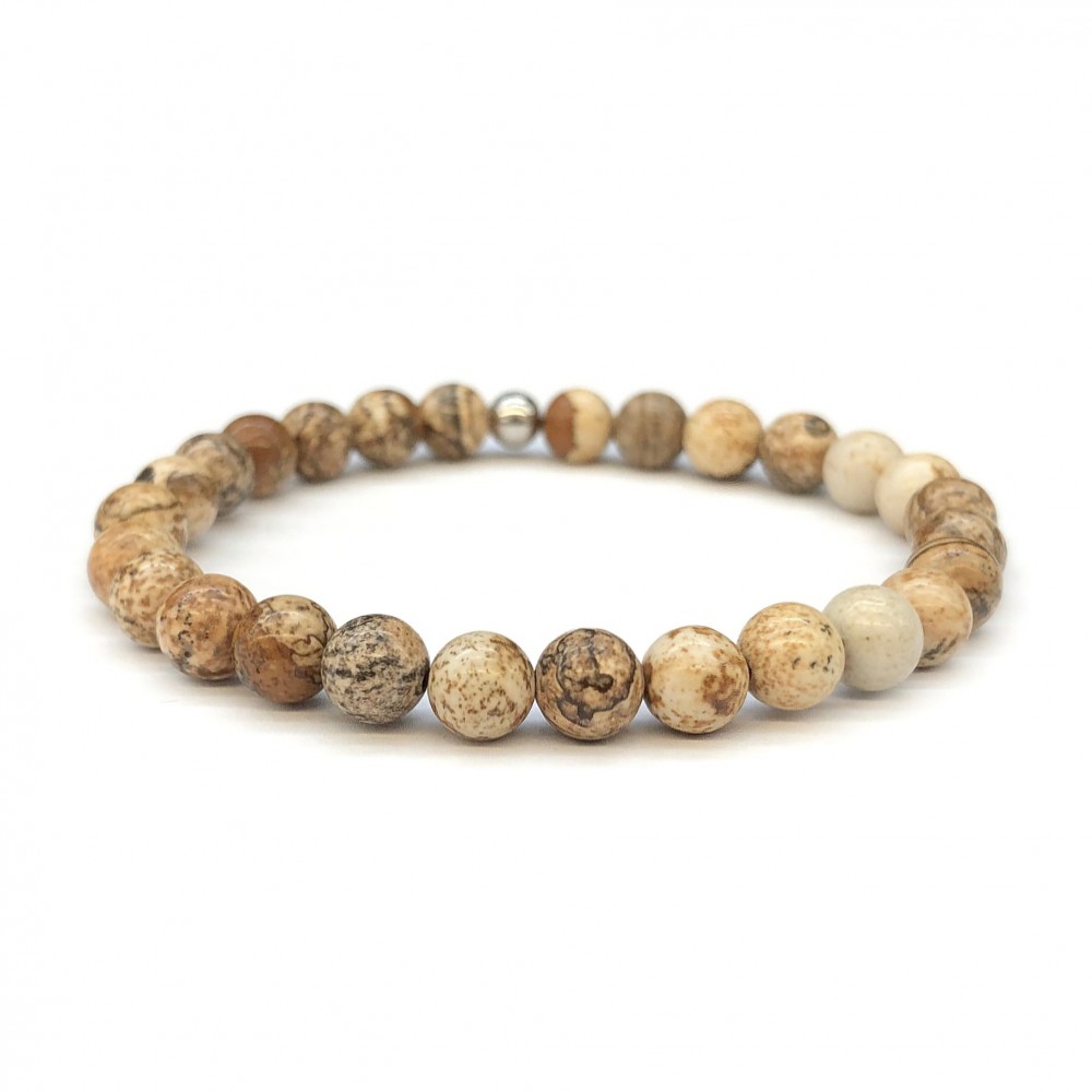 Ίασπις (Picture Jasper) ελαστικό βραχιόλι με φυσικούς ημιπολύτιμους λίθους χάντρες 6mm / 8mm Βραχιόλια με ημιπολύτιμους λίθους