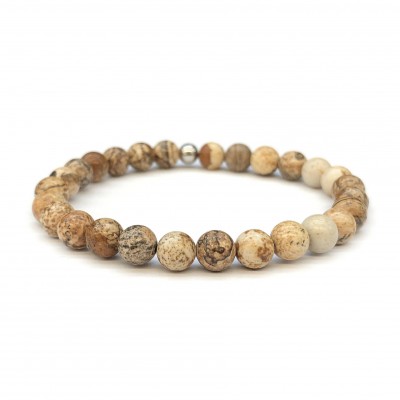 Ίασπις (Picture Jasper) ελαστικό βραχιόλι με φυσικούς ημιπολύτιμους λίθους χάντρες 6mm / 8mm