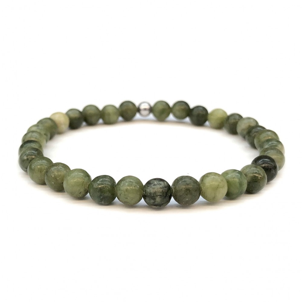 Νεφρίτης (Nephrite) ελαστικό βραχιόλι με φυσικούς ημιπολύτιμους λίθους χάντρες 6mm / 8mm Βραχιόλια με ημιπολύτιμους λίθους