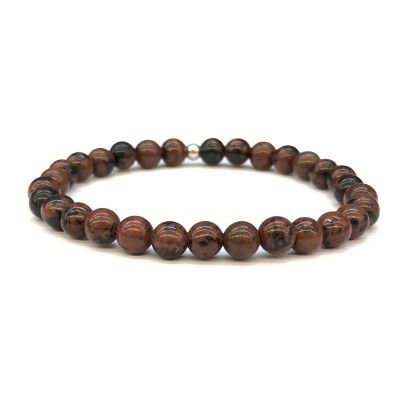 Οψιδιανός (Obsidian Mahogany) ελαστικό βραχιόλι με φυσικούς ημιπολύτιμους λίθους χάντρες 6mm