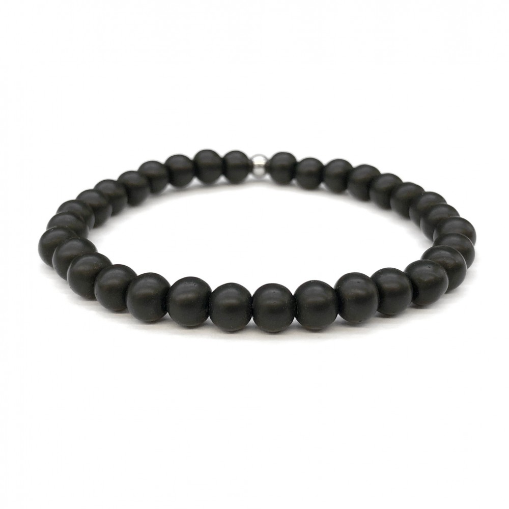Όνυχας μαύρος ματ (Onyx) ελαστικό βραχιόλι με φυσικούς ημιπολύτιμους λίθους χάντρες 6mm / 8mm Βραχιόλια με ημιπολύτιμους λίθους