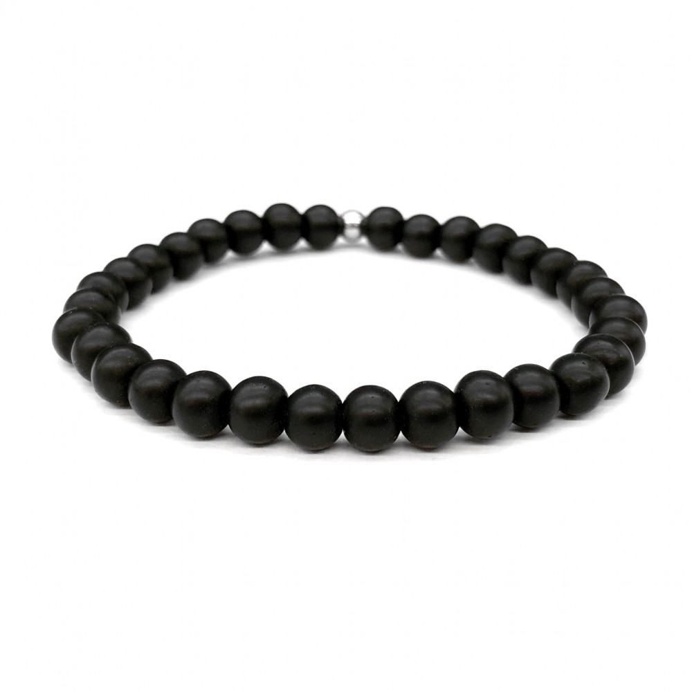 Όνυχας μαύρος ματ (Onyx) ελαστικό βραχιόλι με φυσικούς ημιπολύτιμους λίθους χάντρες 6mm / 8mm Βραχιόλια με ημιπολύτιμους λίθους