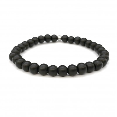 Όνυχας μαύρος ματ (Onyx) ελαστικό βραχιόλι με φυσικούς ημιπολύτιμους λίθους χάντρες 6mm / 8mm