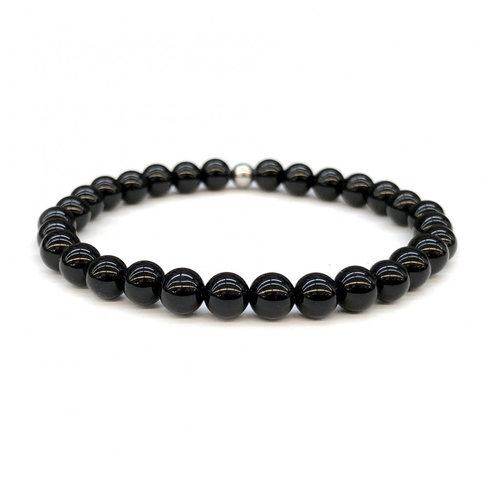 Όνυχας μαύρος (Onyx) ελαστικό βραχιόλι με φυσικούς ημιπολύτιμους λίθους χάντρες 6mm Βραχιόλια με ημιπολύτιμους λίθους