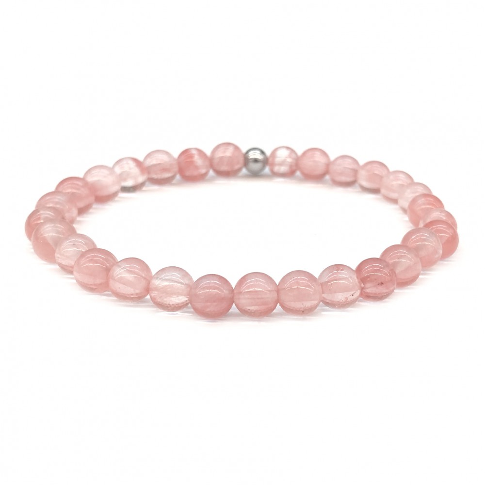 Χαλαζίας (Cherry Quartz) ελαστικό βραχιόλι με φυσικούς ημιπολύτιμους λίθους χάντρες 6mm Βραχιόλια με ημιπολύτιμους λίθους
