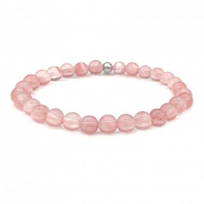 Χαλαζίας (Cherry Quartz) ελαστικό βραχιόλι με φυσικούς ημιπολύτιμους λίθους χάντρες 6mm