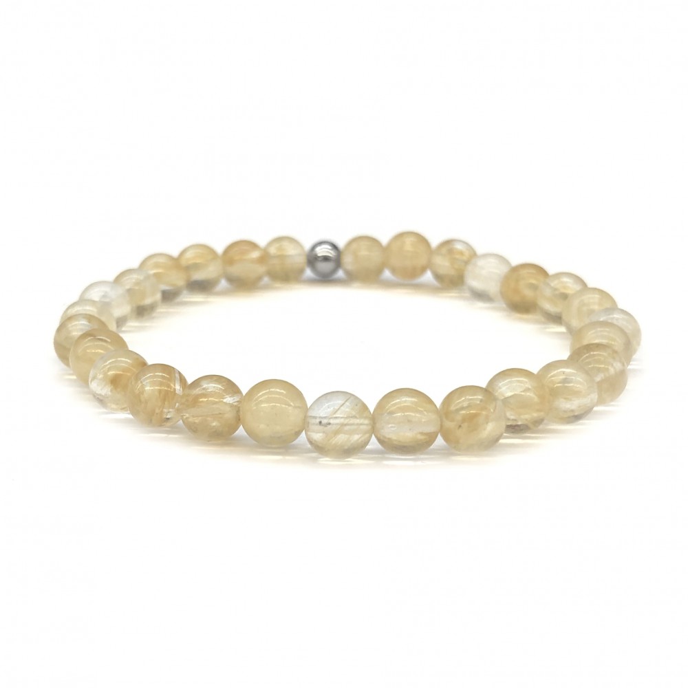Ρουτίλιο gold σε χαλαζία (Gold Rutile Quartz) ελαστικό βραχιόλι με φυσικούς ημιπολύτιμους λίθους χάντρες 6mm Βραχιόλια με ημιπολύτιμους λίθους