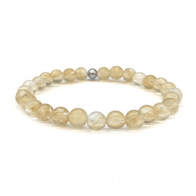 Ρουτίλιο gold σε χαλαζία (Gold Rutile Quartz) ελαστικό βραχιόλι με φυσικούς ημιπολύτιμους λίθους χάντρες 6mm