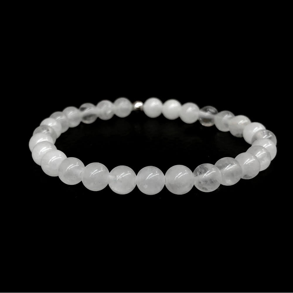 Χαλαζίας λευκός (white Quartz) ελαστικό βραχιόλι με φυσικούς ημιπολύτιμους λίθους χάντρες 6mm / 8mm Βραχιόλια με ημιπολύτιμους λίθους