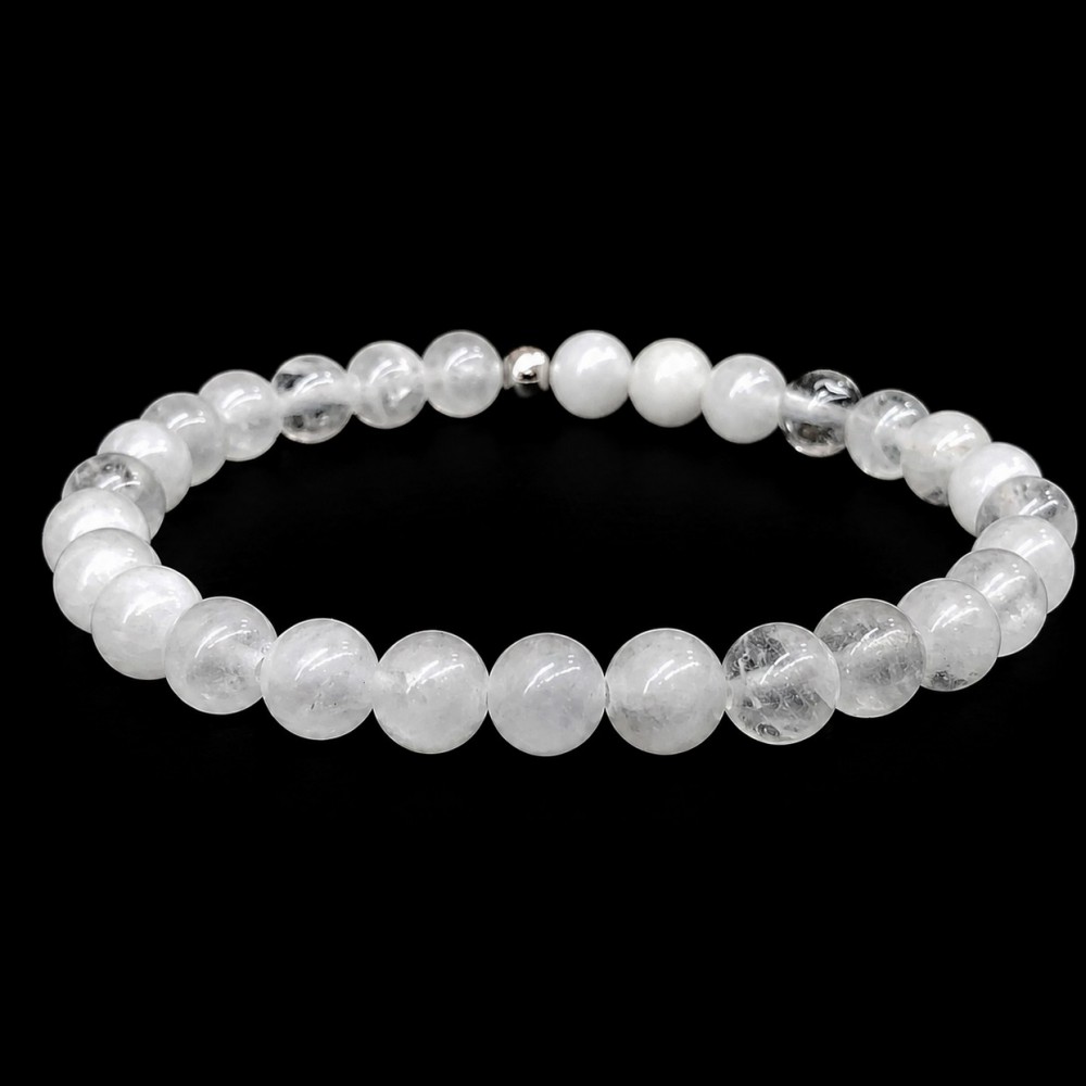 Χαλαζίας λευκός (white Quartz) ελαστικό βραχιόλι με φυσικούς ημιπολύτιμους λίθους χάντρες 6mm / 8mm Βραχιόλια με ημιπολύτιμους λίθους